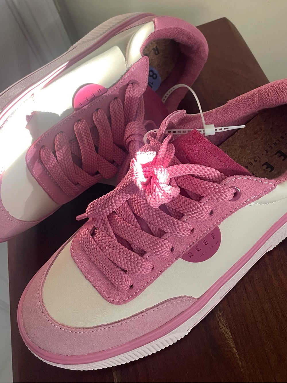 Reef Lay Day Lift Womens Size 8.5 Pink White Platform Sneakers Casual Shoes NEW